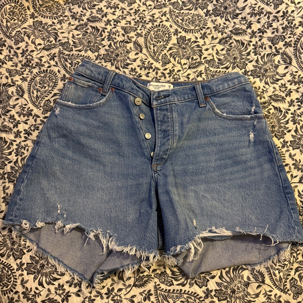 Abercrombie & Fitch Distressed Blue Denim Jean Shorts